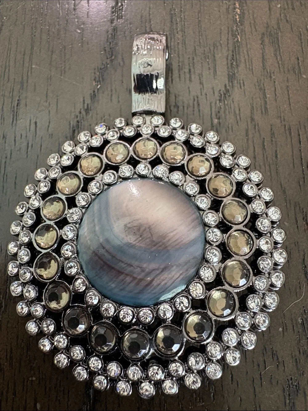 Silver-Tone Crystal and Pearl Pendant Necklace - White Crystal
